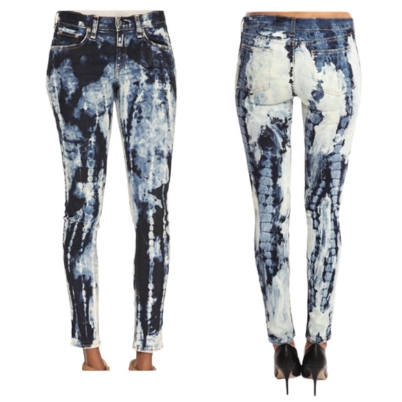 Rag + Bone Skinny Jeans Acid Wash  Rivera Blue, white, and yellow creme size 25 - Picture 1 of 16